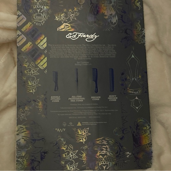 Ed Hardy 4 pc professional navy blue 1971 comb grooming set styling tail dresser - Picture 15 of 15